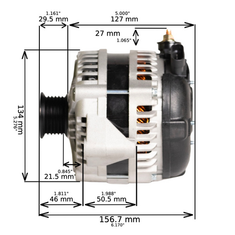 1987 GMC V1500 4.3L cs130 250-320amp High Output Alternator