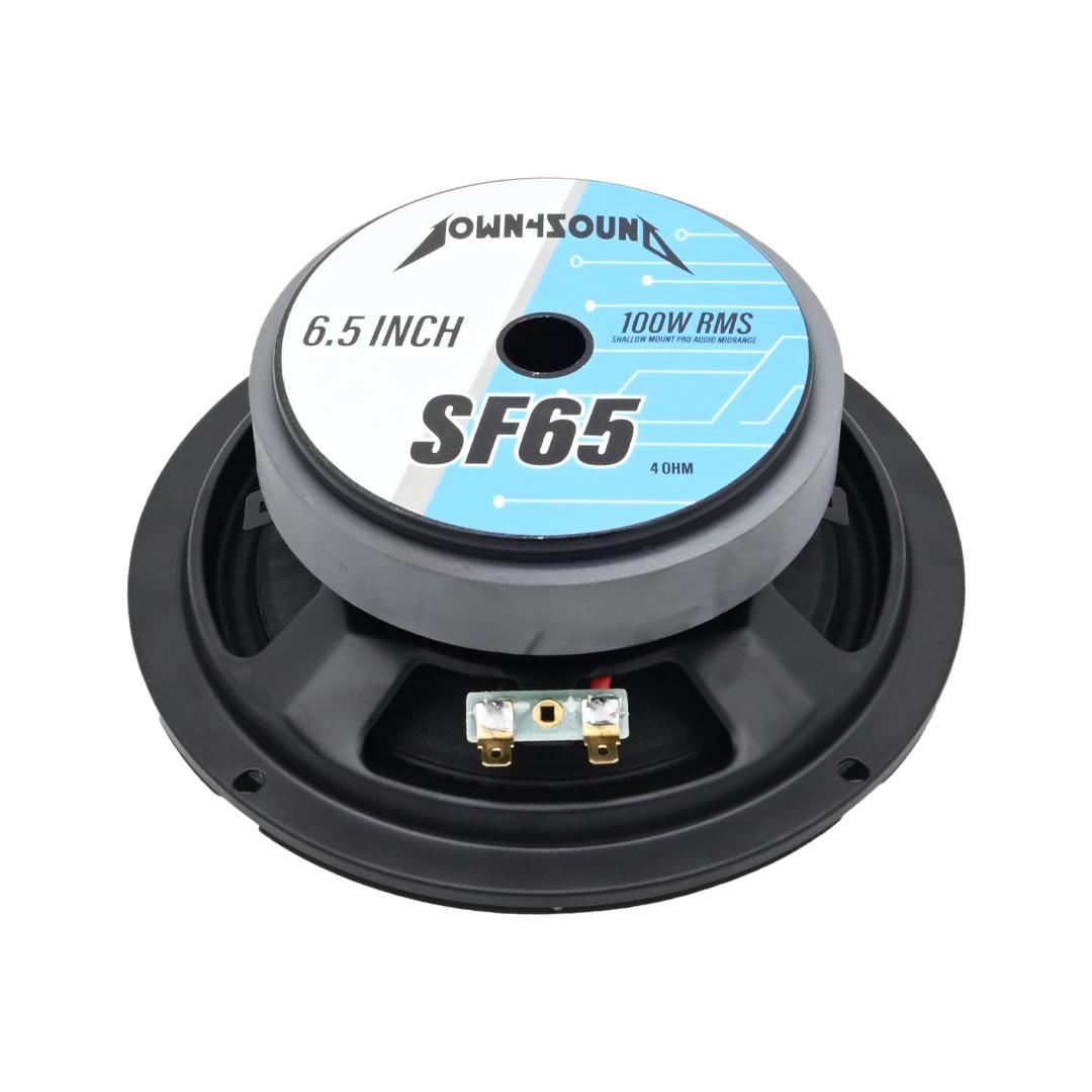 DOWN4SOUND D4S-SF658 - 6.5" Shallow Mount Midrange Speaker - 100W RMS, 8 Ohm High-Performance Audio Driver