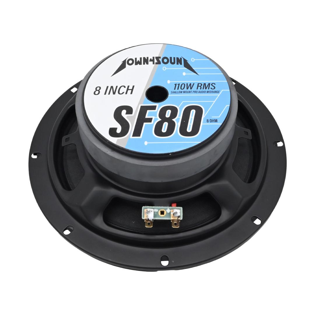 DOWN4SOUND D4S-SF808 - 8" Shallow Mount Midrange Speaker - 110W RMS High-Performance Audio Driver