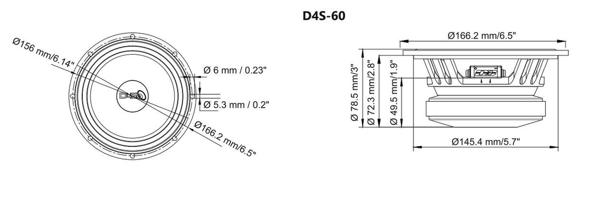 ( SINGLE ) DOWN4SOUND PRO AUDIO 6.5" D4S-60 | 180W RMS | (4ohm only)